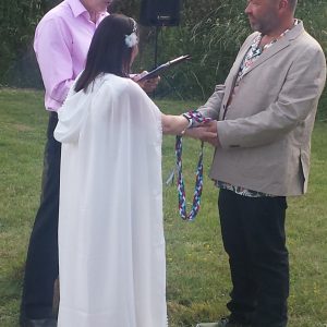 Outdoor handfasting for civil wedding