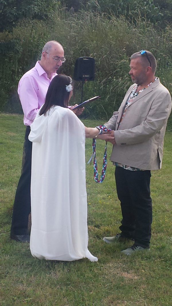 Outdoor handfasting for civil wedding