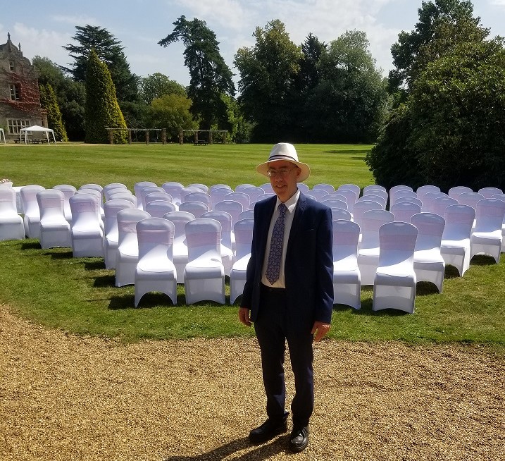 Civil celebrant ready for an outdoor civil wedding